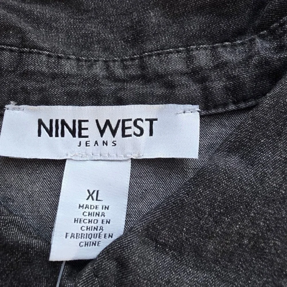 Nine West Jeans Griffen‎ Denim Shirtdress XL Dark Wash Button Front Pockets